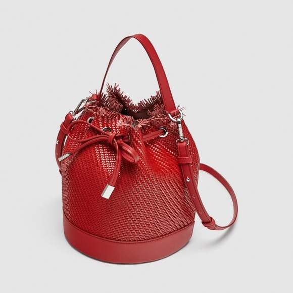 [LAST] NWT Zara Red Braided Bucket Bag - Picture 2 of 8